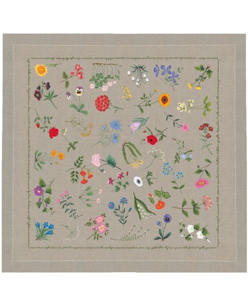 Flower tablecloth to stitch and to paint. Kit by Le Bonheur des Dames 6104 Flower tablecloth to stitch and to paint. Kit by Le Bonheur des Dames 6104