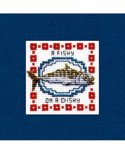 Petit poisson. Carte de voeux brodée au point de croix. Textile Heritage Collection 633920