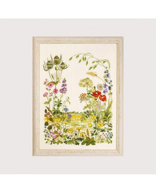 Counted cross stitch motive, flowers, herbs, spider. Permin of Copenhagen 702316