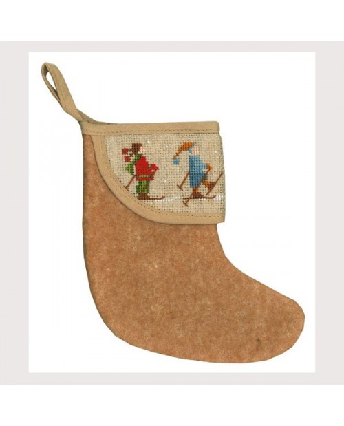 Christmas stocking with skiers border