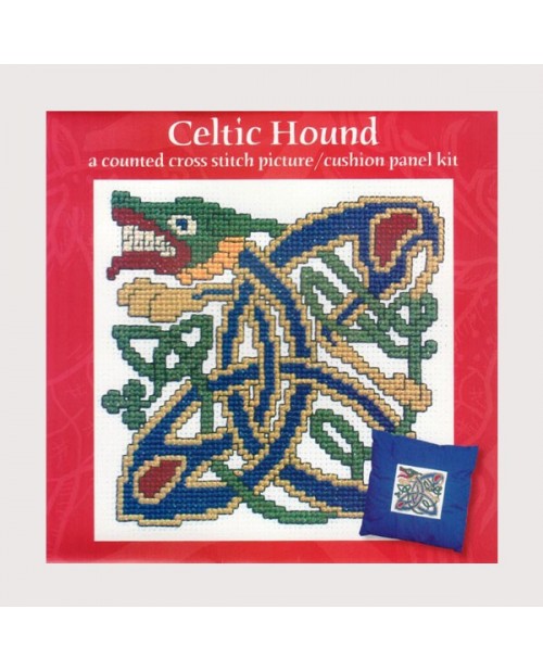 Celtic Hound. Miniature picture embroidered in counted cross stitch. Textile Heritage Collection 793846