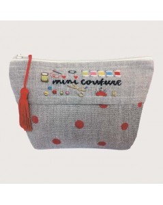 Linen pochette to stitch by petit point. Motive: couture, sewing accessories. Le Boheur des Dames 9013
