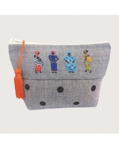 Linen pochette to stitch by petit point with four African women. Le Bonheur des Dames. 9016