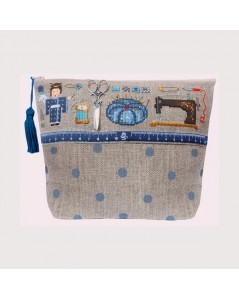 Japanese Pochette. Counted cross stitch embroidery kit on even-weave linen. Le Bonheur des Dames 9041