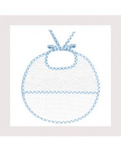 White terry bib with blue gingham edge and 7 pts/cm cotton Aida band to stitch. BAV12 Le Bonheur des Dames