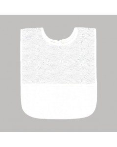 Bavoir en éponge blanc avec bord blanc, avec bande à broder en Aida 5,5 pts/cm. BAV13