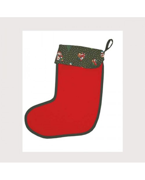 Big Christmas boot made of  5.5 pts/cm, red cotton Aïda. Le Bonheur des dames BTA2
