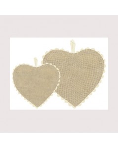 Greyish-brown linen aida heart