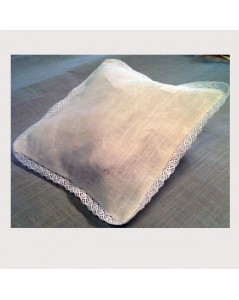 Linen wedding cushion with lace