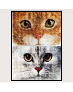 Tiger and Kitty. Two cat portraits to embroider by cross stitch. Design by Thea Gouverneur. G0540