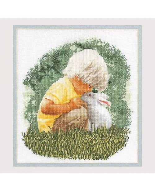 Child with a rabbit. Counted cross stitch kit by Thea Gouverneur G1046