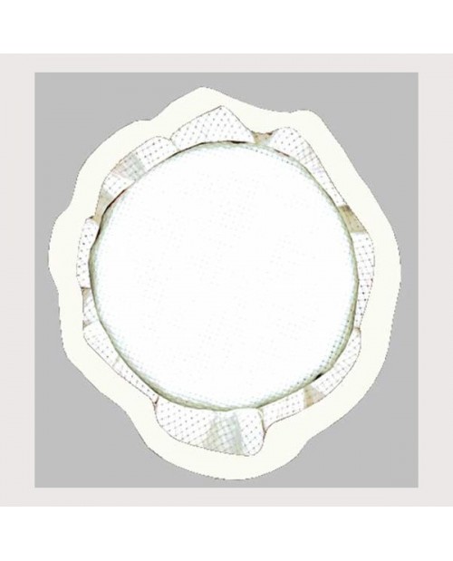 Jam lid cover to embroider by counted cross stitch, made of cotton Aïda with white border.