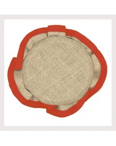 Capuchon de pot de confiture en lin naturel 12 fils/cm avec bord rouge. PCL3
