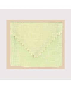 Pouch - envelope lime-green 12 thread/cm even-weave linen to embroider in counted stitch. Le Bonheur des Dames POC6