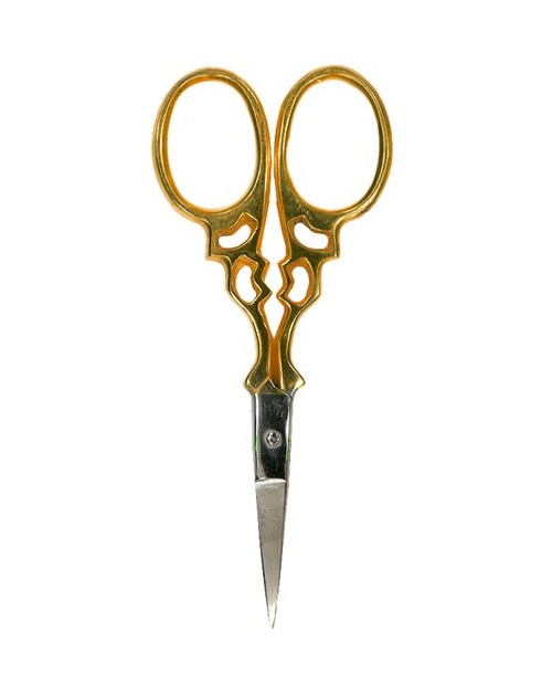 Antique golden scissors silver-tipped