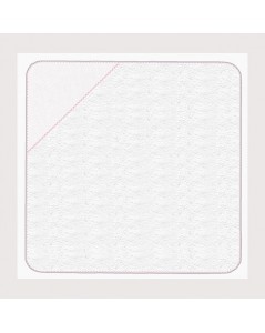 Baby terry bath towel with pink gingham edge with white 5,5 pts/cm cotton Aida angle. SB10 Le Bonheur des Dames
