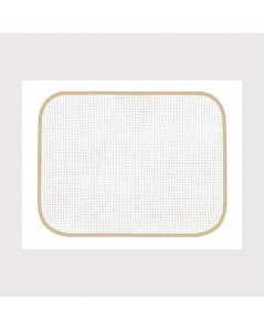 White placemat with beige border