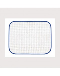 White placemat with blue border