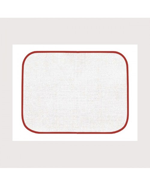 White placemat with red border