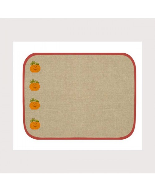 Placemat with red border. Made of even-weave linen of natural colour. Ready to embroider. SETL4