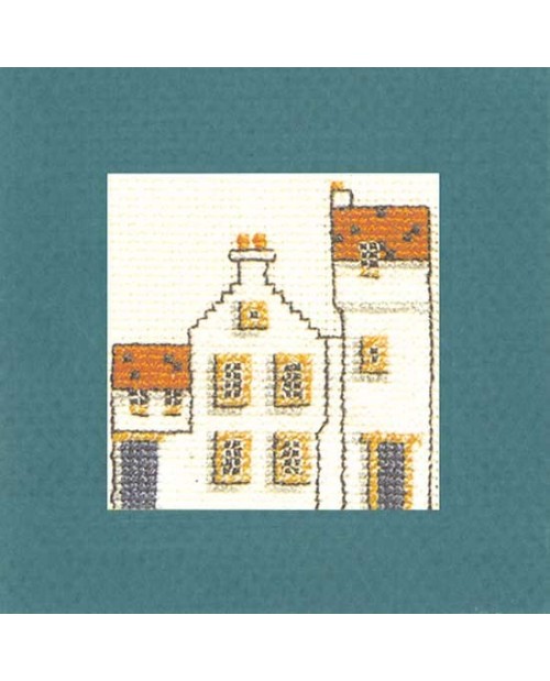 Fife house. Greeting card embroidered by cross stitch. Textile Heritage Collection T509