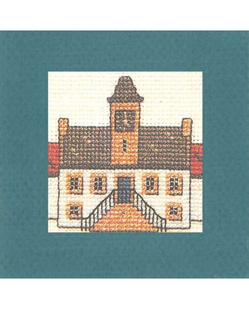 Maison écossaise. Carte de voeux brodé au point de croix. Textile Heritage Collection. T513