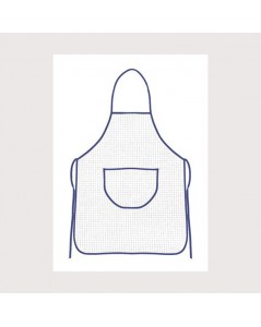 White aida apron with blue border