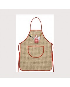 Aida-linen apron with red border