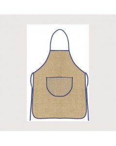 Natural linen apron with navy blue border. Le Bonheur des Dames tabl3