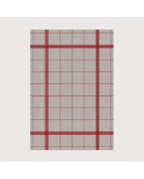 Linen tea towel with red stripes