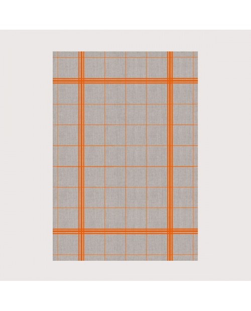 Linen tea towel with orange stripes