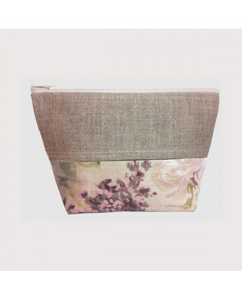 Coated cotton and linen pochette flowers
