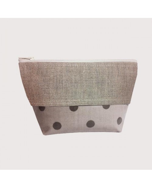 Coated cotton and linen pochette grey polka-dot