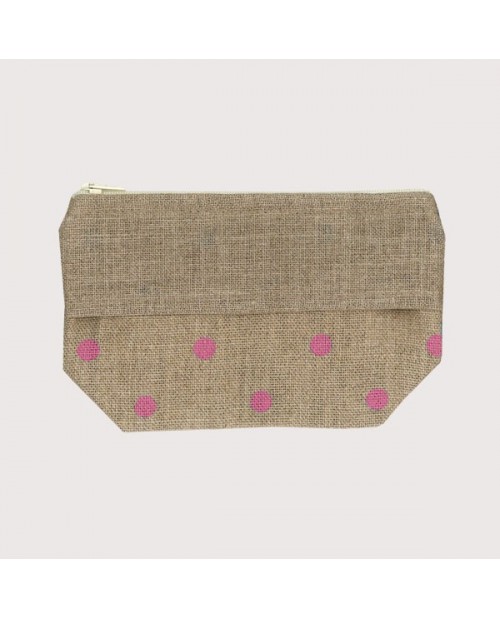 Linen pocket with pink polka-dot prints