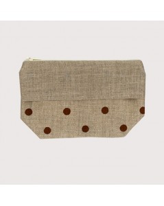Linen pocket with brown polka-dot prints