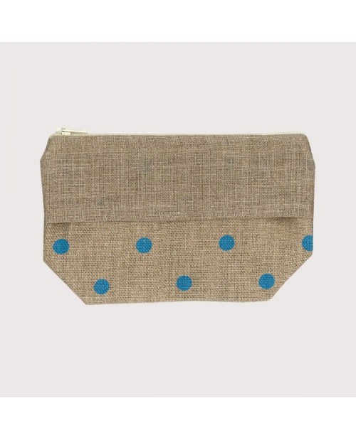 Linen pocket with blue polka-dot prints