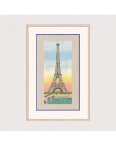 The Eiffel  Tower and the sunset embroidey