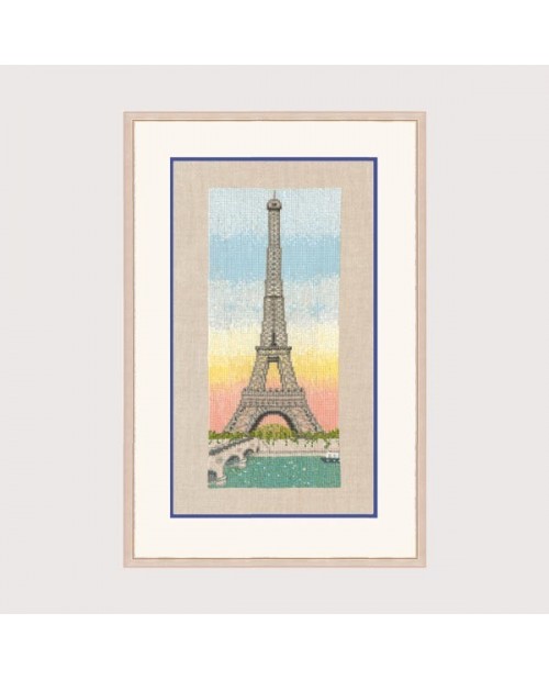 The Eiffel  Tower and the sunset embroidey