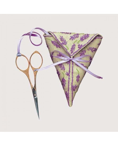 Scissor keep Lavender. Embroidery kit on even-weave linen. Le Bonheur des Dames 3367