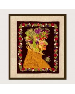 Summer Fruits Inspiration Arcimboldo. Petit point embroidery kit on even-weave linen. Le Bonheur des Dames 3662