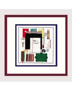 Embroidery kit - school accessories. Ruler, pen, pencils, notebooks.