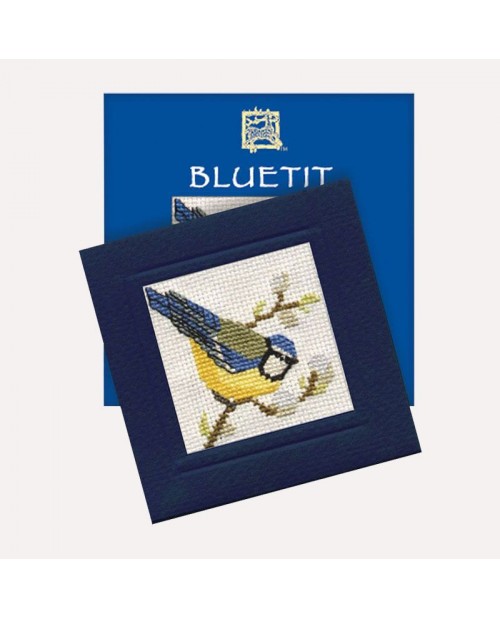 Blue Tit. Greeting card embroidered by cross stitch. Textile Heritage Collection 342334