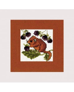 Dormouse. Greeting card to cross stitch. Embroidery kit by Textile Heritage Collection