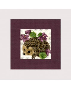 Greeting card to cross stitch. Hedgehog. Textile Heritage Collection
