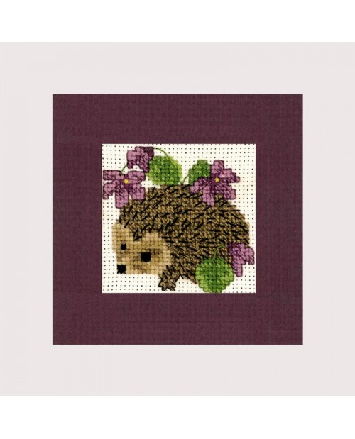 Greeting card to cross stitch. Hedgehog. Textile Heritage Collection
