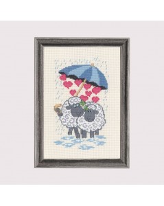 Sheeplove. Counted cross stitch embroidery kit. Permin of Copenhagen.