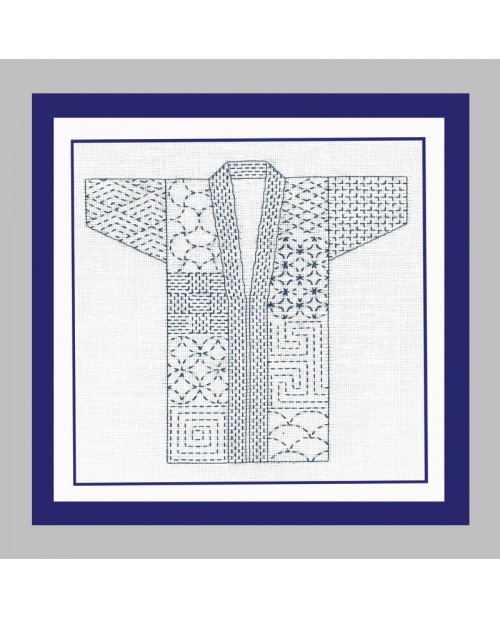 Kimono japonais à broder de façon Sashiko. Le Bonheur des Dames Kimono japonais à broder de façon Sashiko. Le Bonheur des Dames