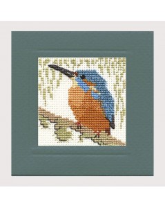 Kingfisher - counted cross stitch motif to stitch on a greeting card. Textile Heritage Collection. 342952