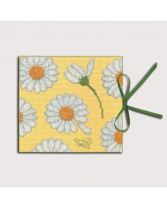 Needle case - book with felt pages. Yellow linen cover to stitch.  Motif - daisies. Le Bonheur des Dames 3474