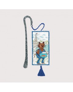 Counted cross stitch embroidery kit. Cat Fish Bowl bookmark. Le Bonheur des Dames 4619